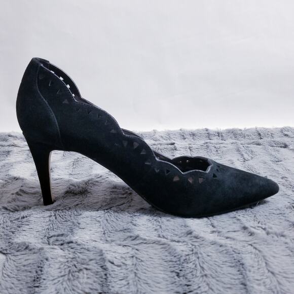 Dune London Suede Laser Cut Pointed Toe Heels - Picture 1 of 7